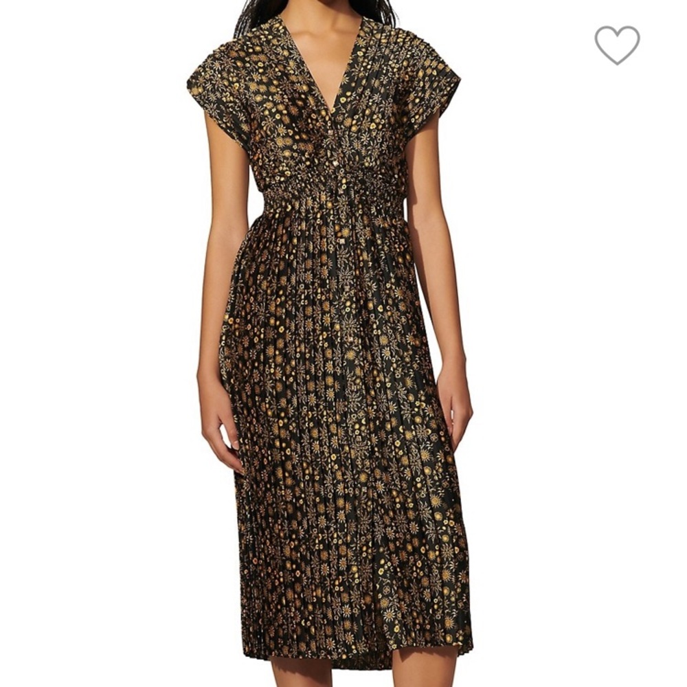 Sandro Sun-Print Pleated Dress